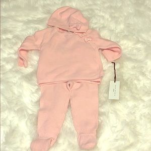 Baby girl Warm sweater and pants set with hat NWT
